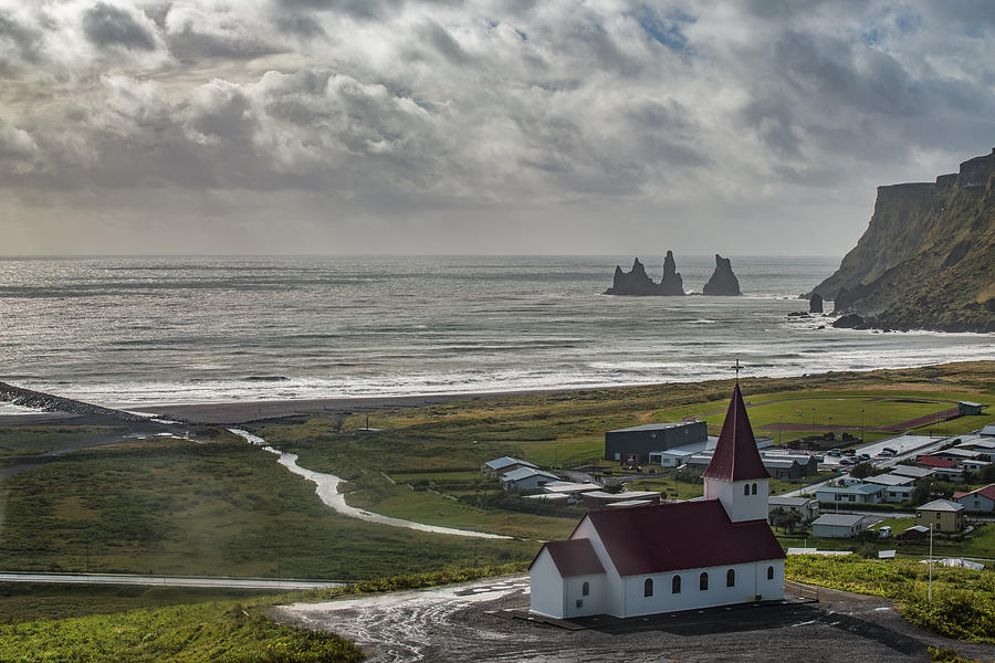 Nature Photograph - Church in Vik by Jon Glaser