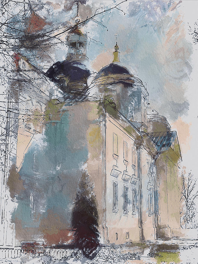Church in Watercolor Digital Art by Yury Malkov