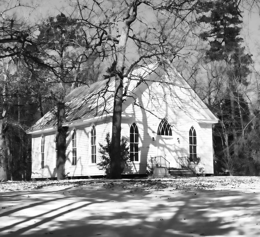 Church in Woods in BW Photograph by Roberta Byram
