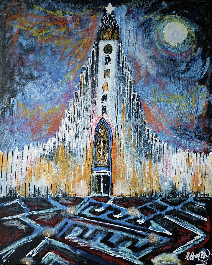 Church of Hallgrimus Painting by Laura Hol Art