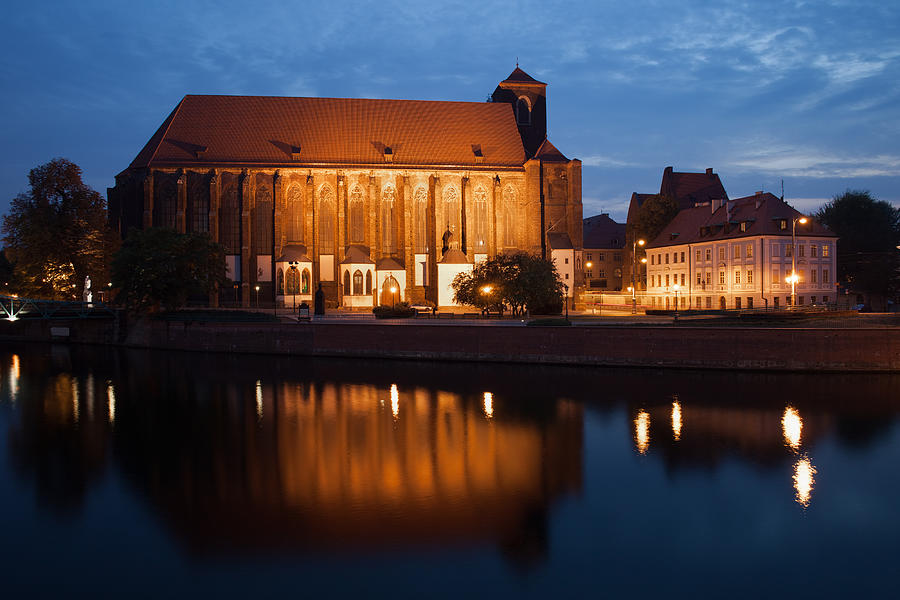 Church of Our Lady on Sand in Wroclaw by Night Photograph by Artur Bogacki