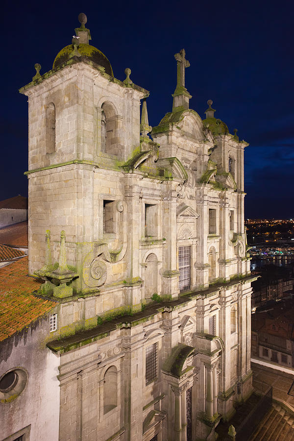Church of Saint Lawrence by Night in Porto Photograph by Artur Bogacki