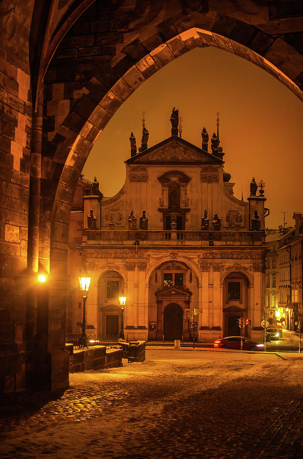 Church of St. Salvador. Prague. Golden Photograph by Jenny Rainbow