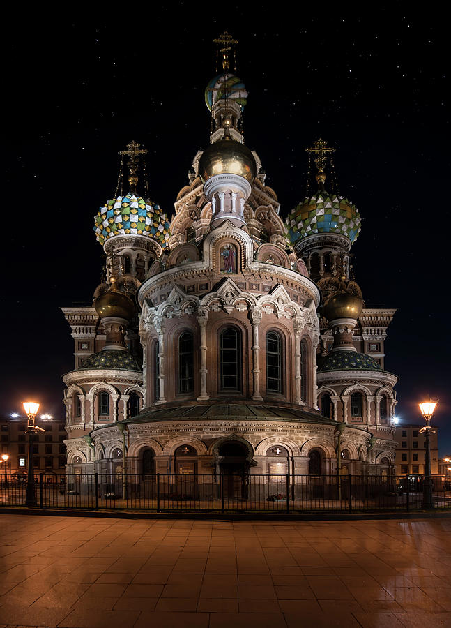 Church of the Savior on Spilled Blood at night Photograph by Jaroslaw Blaminsky