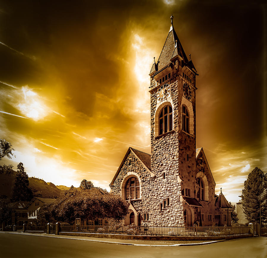 Architecture Photograph - Church of Walenstadt by Mah FineArt