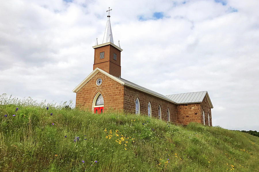 Church on a Grassy Hill Photograph by Art Block Collections - Fine Art ...