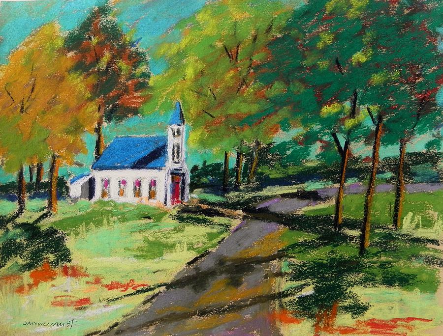 Church on the Bend landscape Painting by John Williams