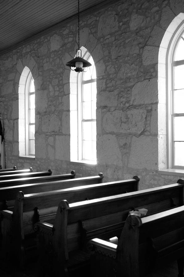 Church Pews black and white Photograph by Jill Reger