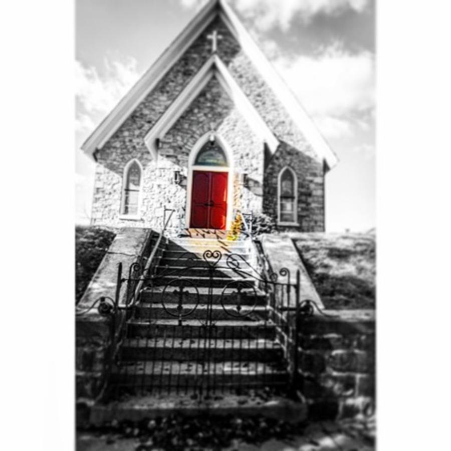Architecture Photograph - Church with Red Door by Sharon Halteman