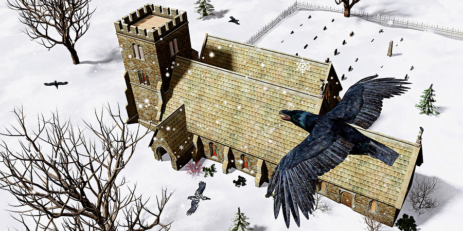 Church Ravens Digital Art by Peter J Sucy