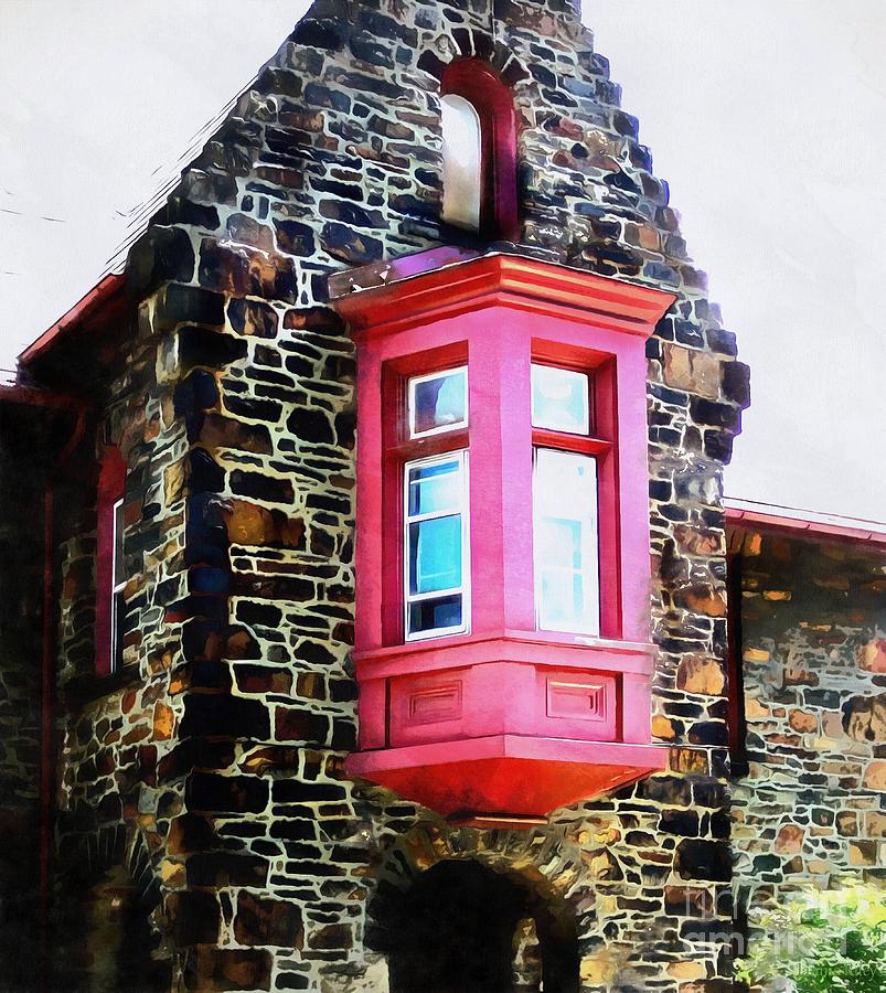 Architecture Photograph - Church - red window Bethlehem Pa by Janine Riley