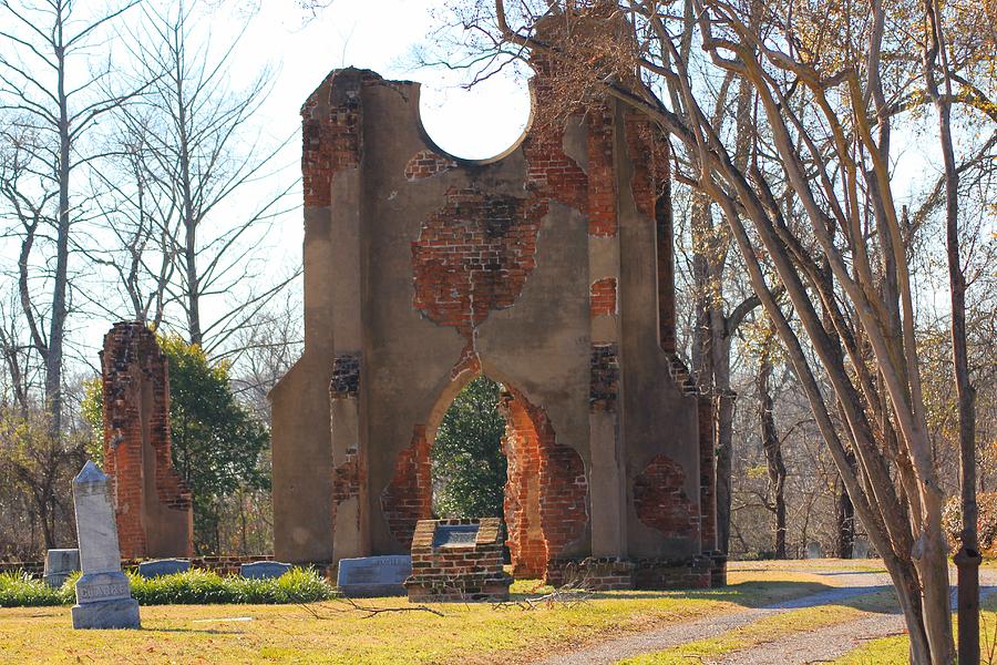 Nature Photograph - Church Ruins Greenfield Cemetery by Karen Wagner