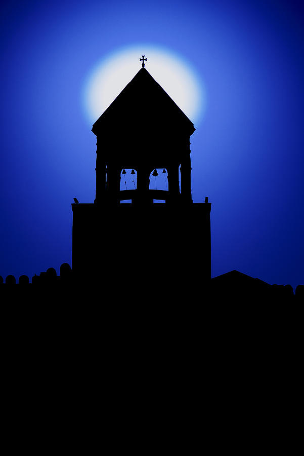 Church silhouette blue Photograph by Ivan Slosar