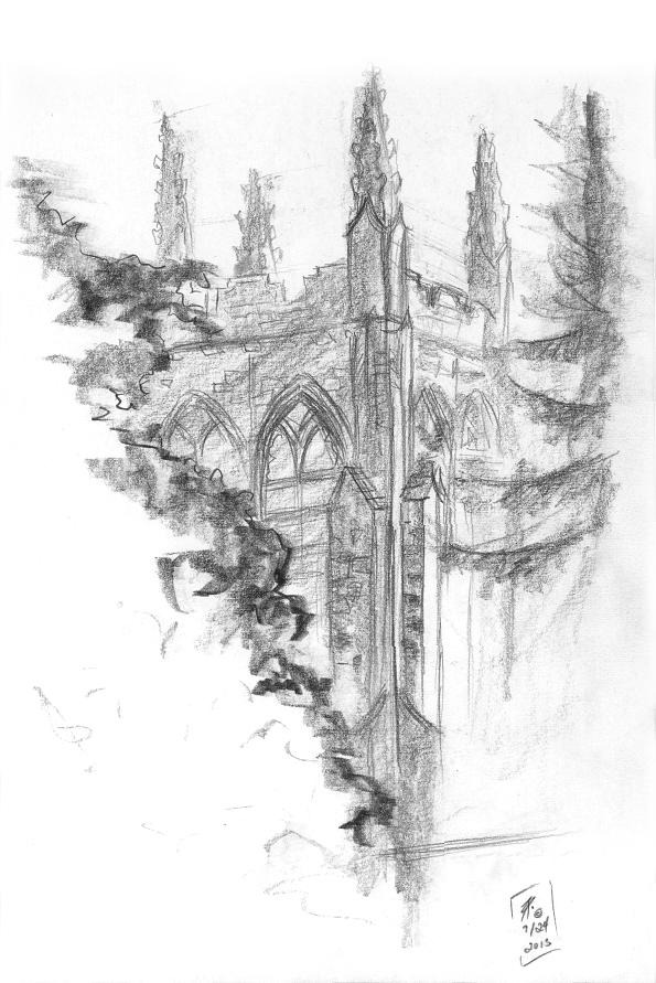 Church Sketch Drawing by Brandy Woods