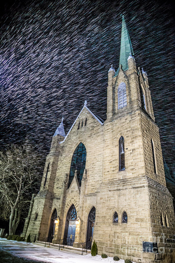 Architecture Photograph - Church Snowstorm by Andy Miller