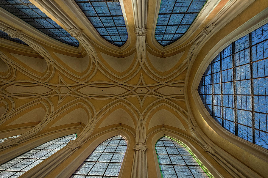 Church Windows and Ceiling - Czechia Photograph by Stuart Litoff