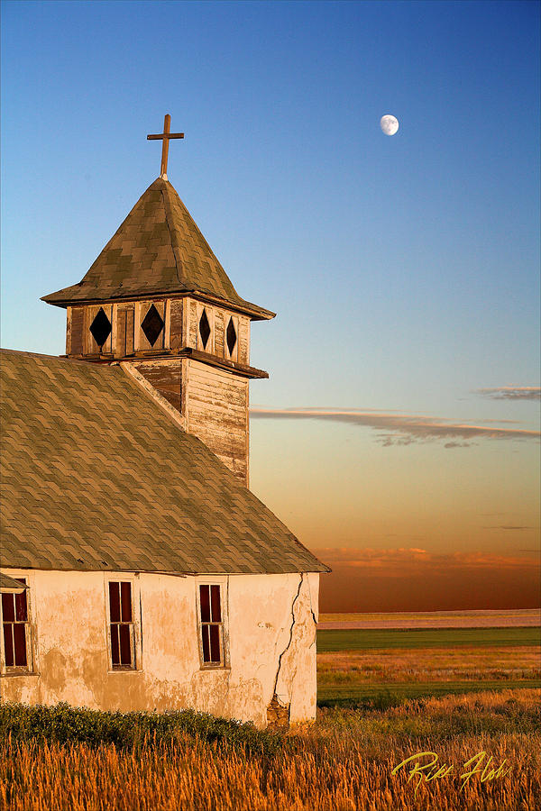 Church with the Moon Photograph by Rikk Flohr