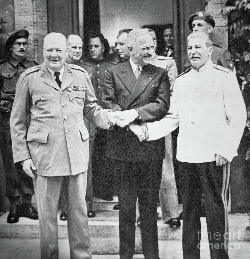 Churchill, Truman and Stalin at the Potsdam Conference, July 1945 Photograph by English School