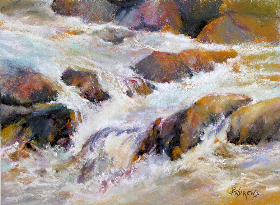 Waterfall Painting - Churning Waters by Rae Andrews