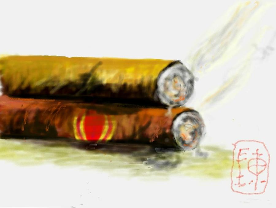 Cigar lovers Digital Art by Debbi Saccomanno Chan