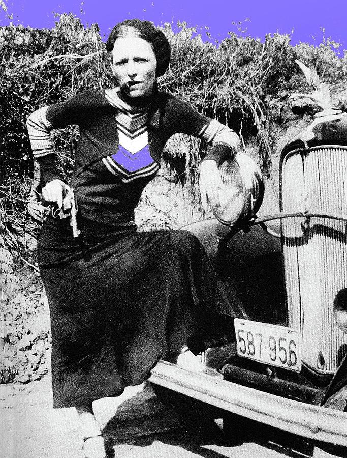 Cigar smoking gun toting Bonnie Parker 1933 color added 2016 Photograph by David Lee Guss
