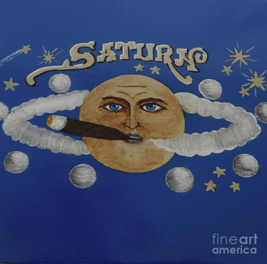 Cigar smoking Saturn Painting by William Bowers