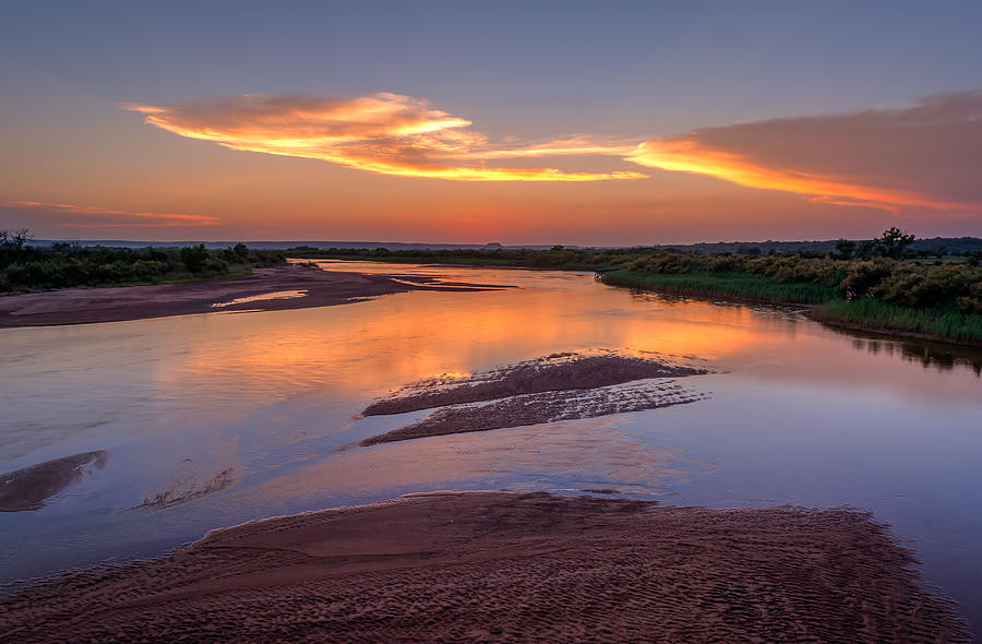 Sunset Photograph - Cimarron River by Mark McDaniel