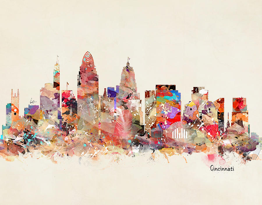 Cincinnati Painting - Cincinnai Ohio Skyline by Bri Buckley