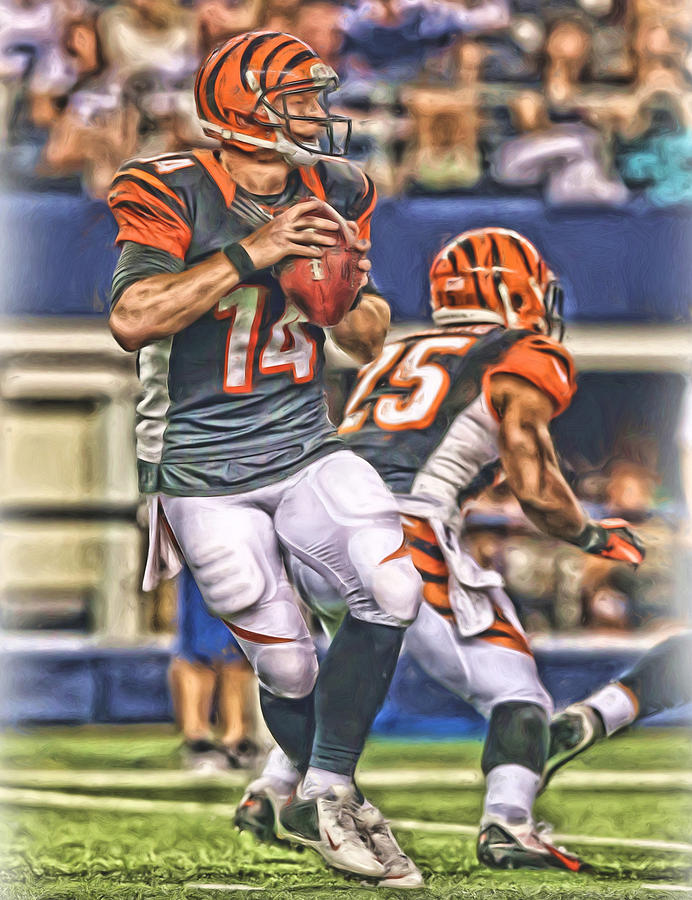 Cincinnati Bengals Andy Dalton Oil Art by Joe Hamilton