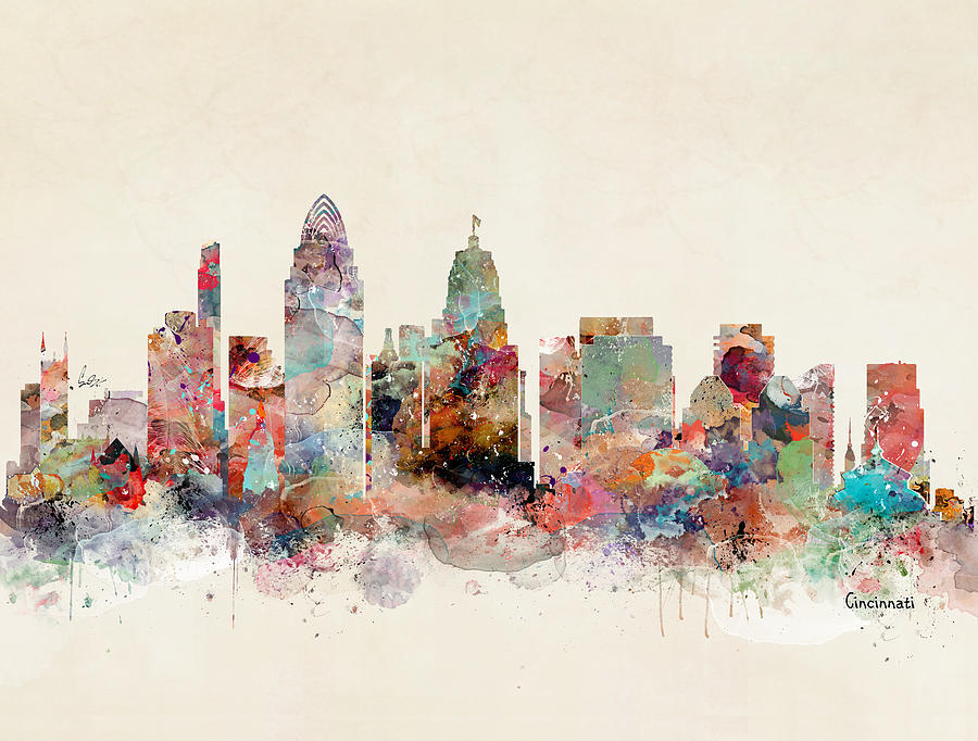 Cincinnati Painting - Cincinnati City Skyline by Bri Buckley
