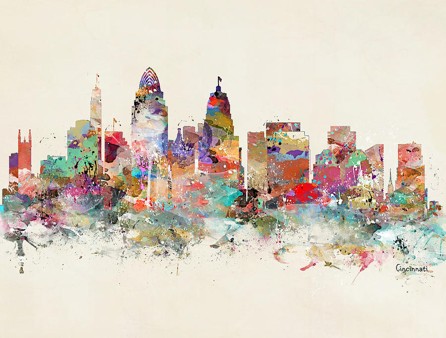 Cincinnati Ohio Painting - Cincinnati City Skyline by Bri Buckley