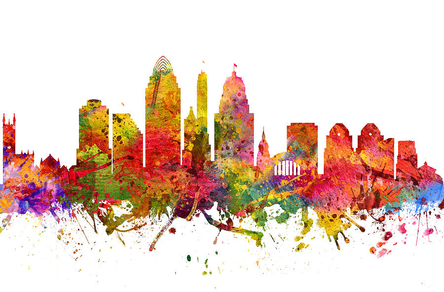 Cincinnati Painting - Cincinnati Cityscape 08 by Aged Pixel