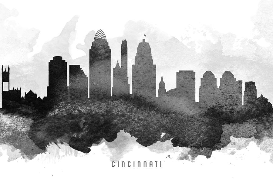 Cincinnati Painting - Cincinnati Cityscape 11 by Aged Pixel