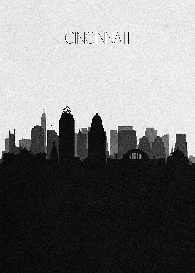 Cincinnati Cityscape Art Drawing by Inspirowl Design