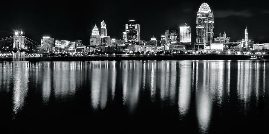Cincinnati in Charcoal Panoramic Photograph by Frozen in Time Fine Art Photography