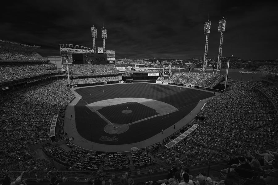 Cincinnati Reds Great America Ballpark Creative 3 Black and White Photograph by David Haskett II