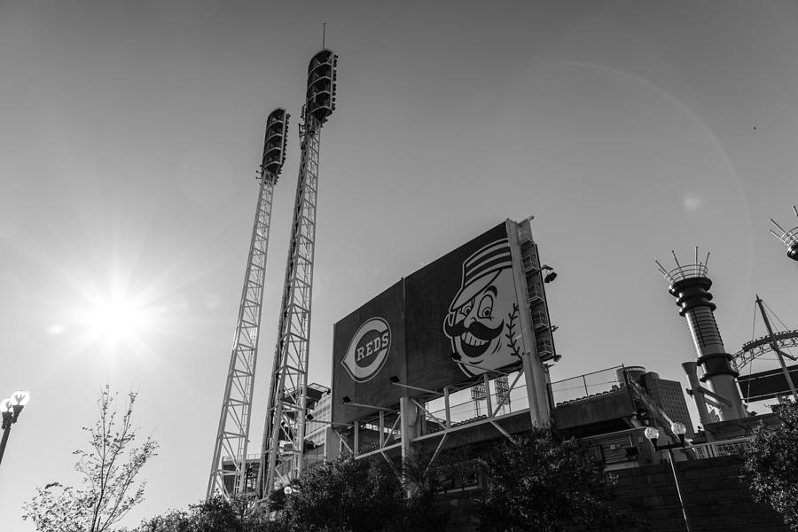 Cincinnati Reds Riverfront Stadium Black and White  Photograph by John McGraw