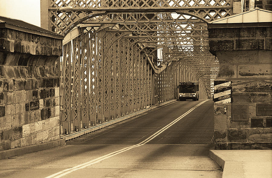 Cincinnati - Roebling Bridge 1 Sepia Photograph by Frank Romeo