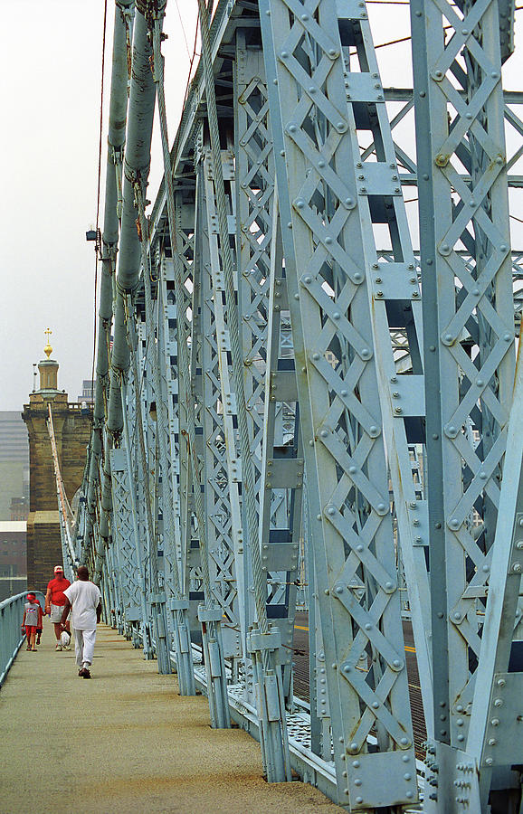 Architecture Photograph - Cincinnati - Roebling Bridge 3 by Frank Romeo