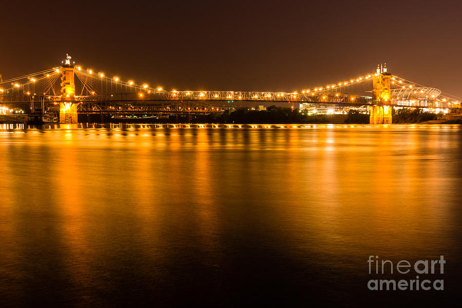 Cincinnati Roebling Bridge at Night Photograph by Paul Velgos