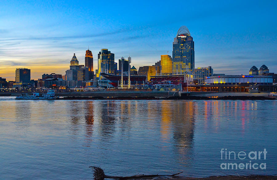 Cincinnati Photograph - Cincinnati Skyline Across the Ohio River by Ina Kratzsch
