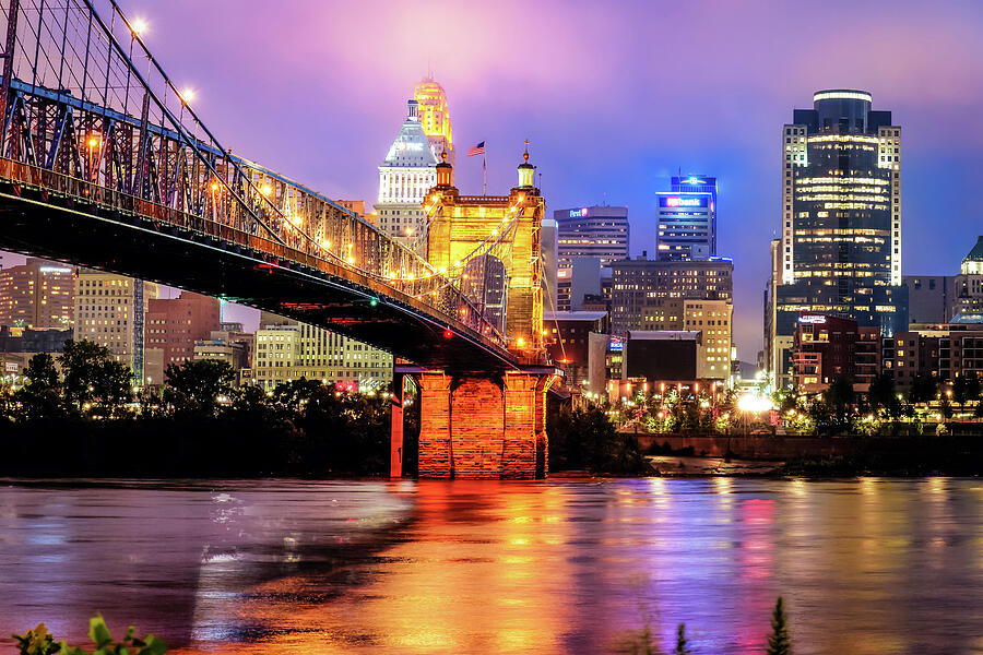 Cincinnati Skyline and Bridge Art - Ohio Cityscape Photography Photograph by Gregory Ballos