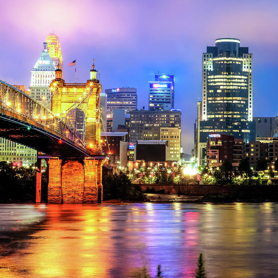 Cincinnati Skyline And Ohio River 1x1 Photograph