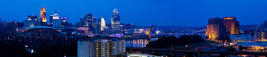 Cincinnati Skyline at Night Photograph by Jonny D