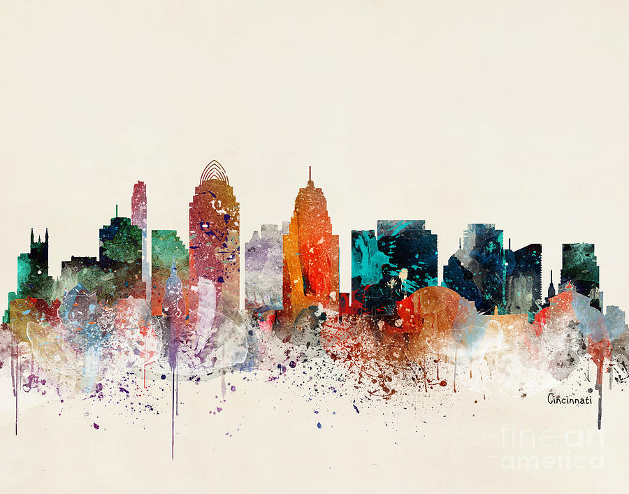 Cincinnati Skyline  Painting by Bri Buckley