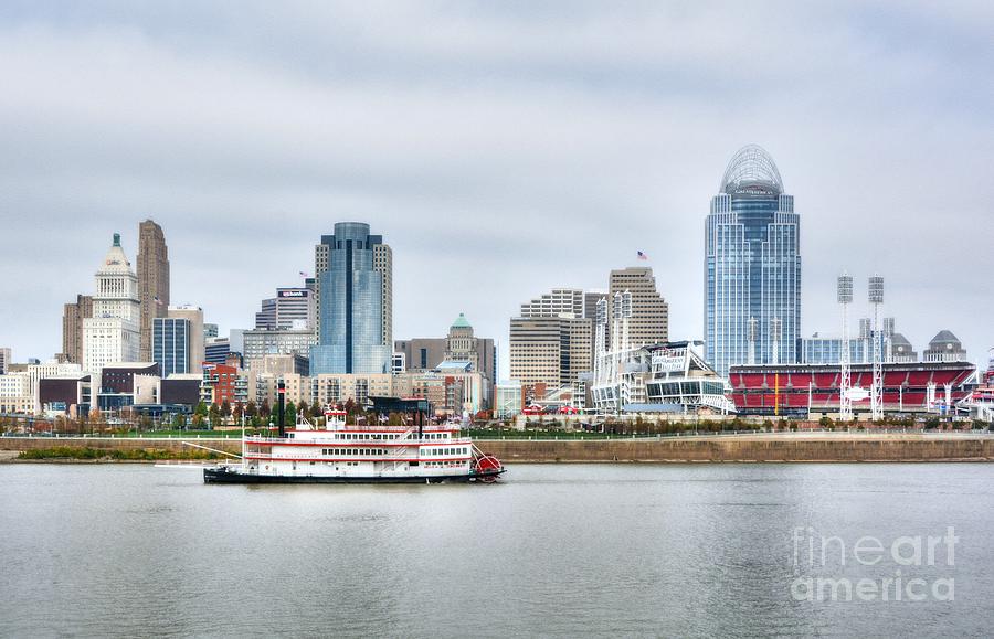 Cincinnati Photograph - Cincinnati Skyline Cruising by Mel Steinhauer