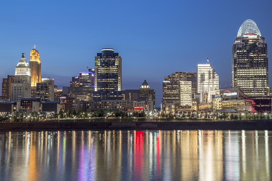 Cincinnati Skyline during Blue Hour Photograph by John McGraw