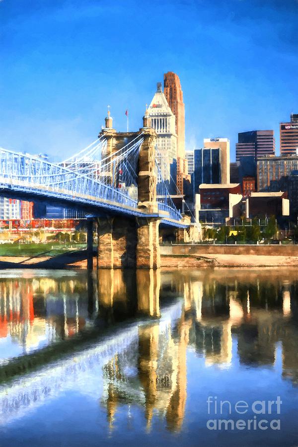 Bridge Photograph - Cincinnati Skyline River Reflections by Mel Steinhauer