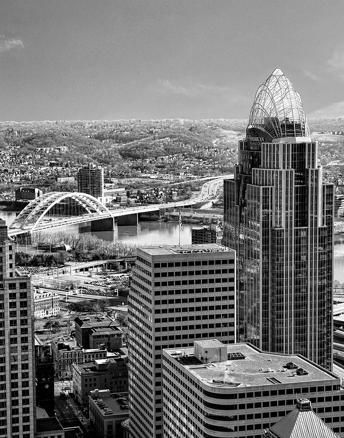 Cincinnati Photograph - Cincinnati View Black and White by Phyllis Taylor