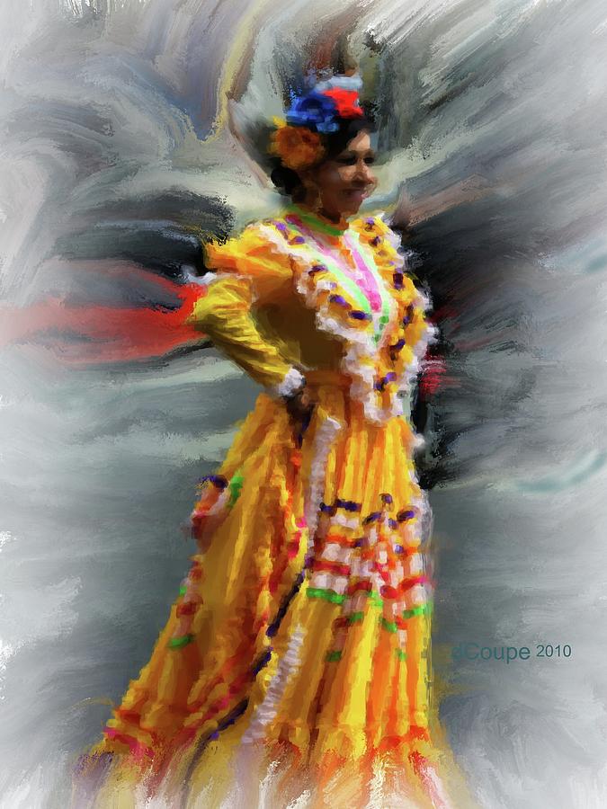 Holiday Mixed Media - Cinco De Mayo Lady in Yellow by Donna Coupe
